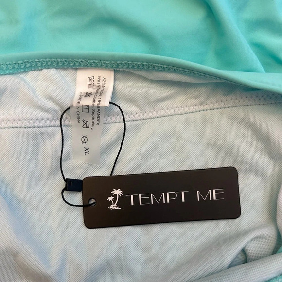 Tempt Me Plunge V Neck Halter Swimsuit Cut Out Sides Open Back Aqua - Picture 8 of 10